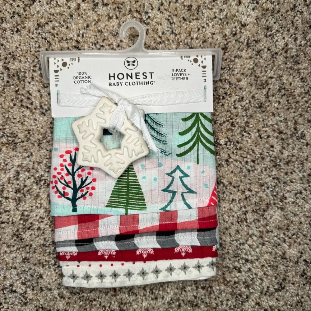 Honest Baby Organic Cotton Lovey Cloths & Teether Set - 5 pcs‎ NEW